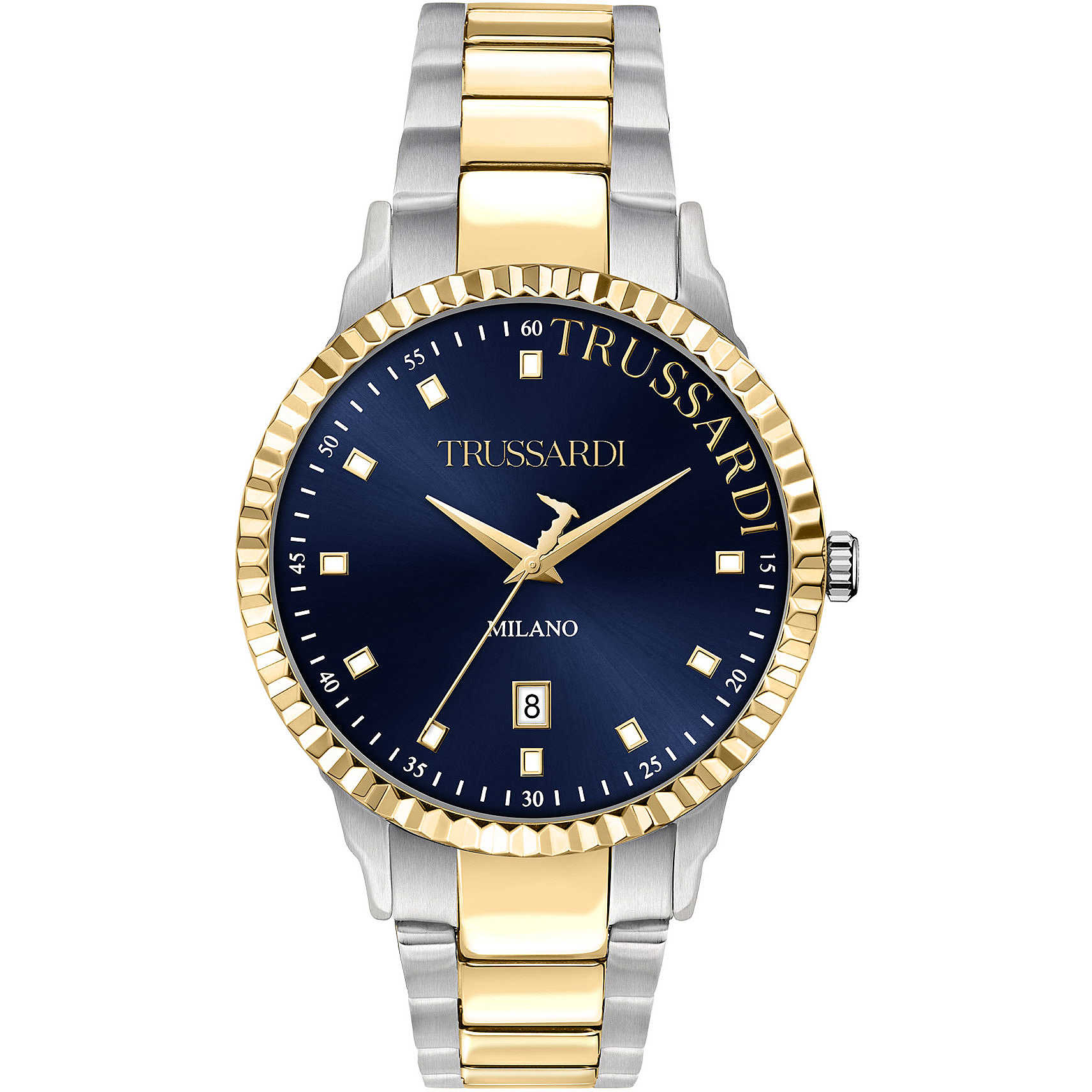 OROLOGIO UOMO SOLO TEMPO T- BENT BICOLORE ORO GIALLO TRUSSARDI