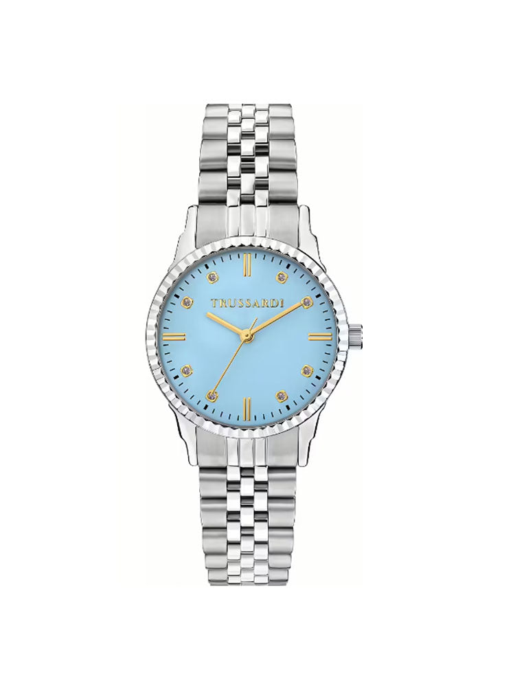 OROLOGIO DONNA T-BEN IN ACCIAIO CON QUADRANTE AZZURRO TRUSSARDI