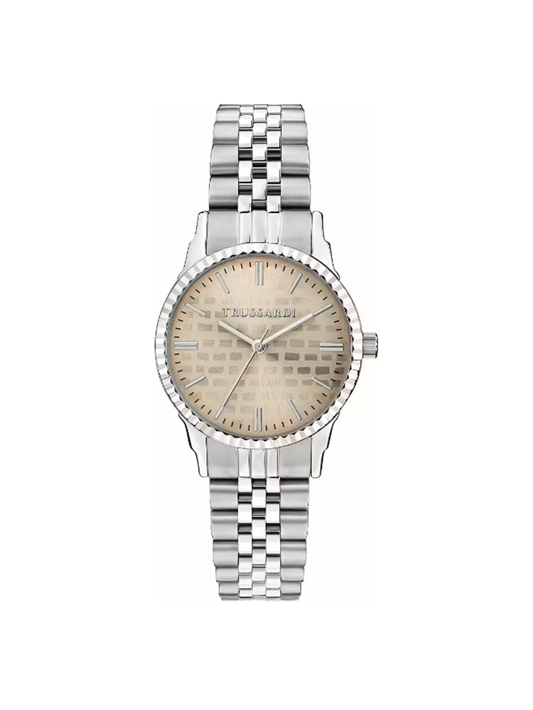 OROLOGIO DONNA T-BEN IN ACCIAIO CON MAGLIA JUBILEE E QUADRANTE CHAMPAGNE TRUSSARDI