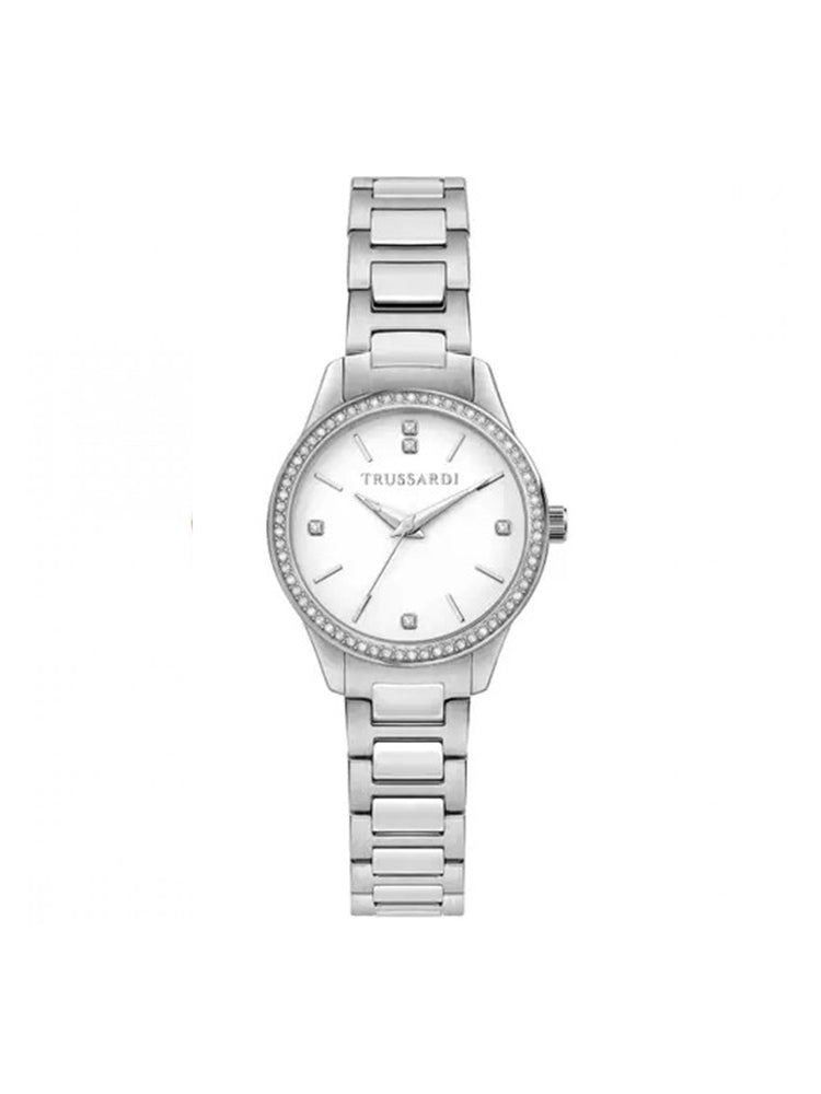 OROLOGIO DONNA SOLO TEMPO  T-SKY IN ACCIAIO SILVER CON QUADRANTE BIANCO TRUSSARDI
