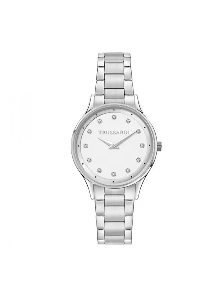 OROLOGIO DONNA SOLO TEMPO T-STAR IN ACCIAIO SILVER CON QUADRANTE BIANCO E ZIRCONI TRUSSARDI