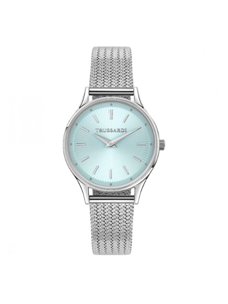 OROLOGIO DONNA T-STAR IN ACCIAIO CON MAGLIA MILANO E QUADRANTE AZZURRO TRUSSARDI