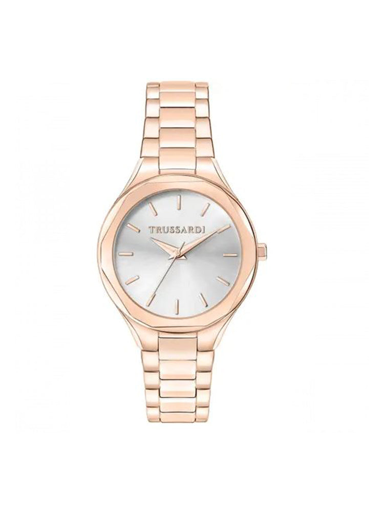 OROLOGIO DONNA SOLO TEMPO ROSATO CON QUADRANTE BIANCO TRUSSARDI