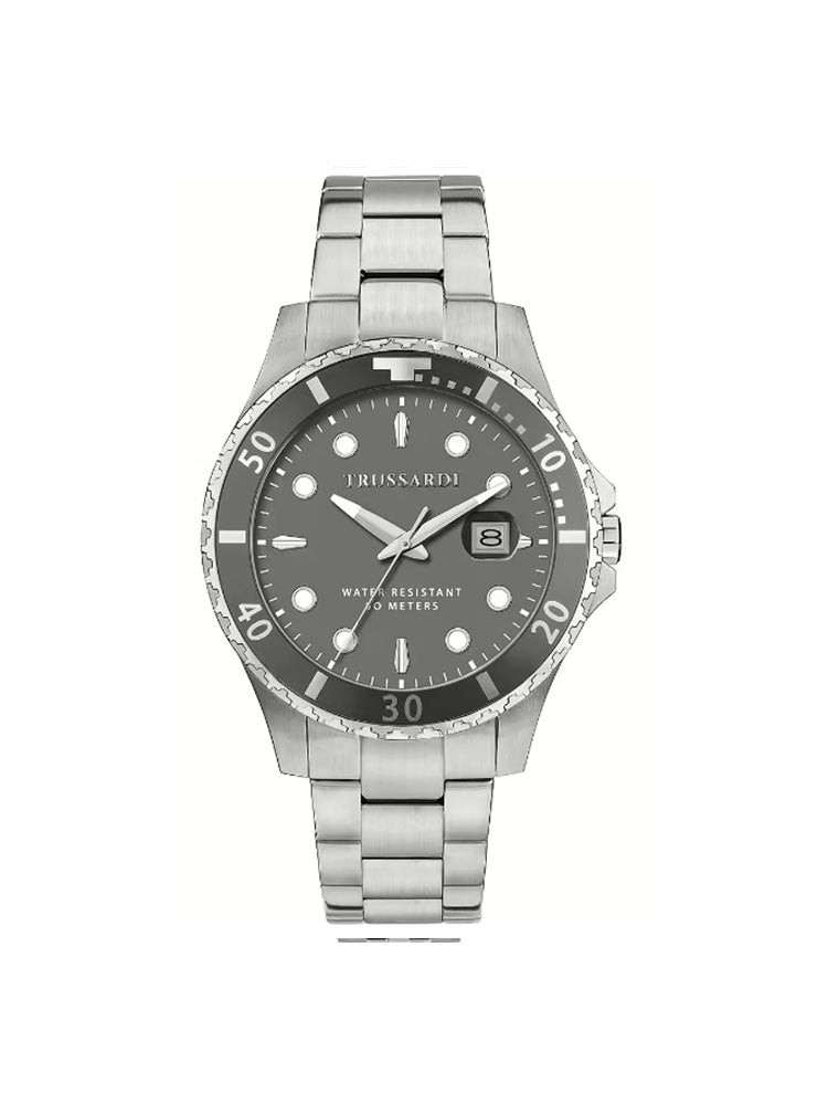 OROLOGIO UOMO CITY LIFE IN ACCIAIO CON GHIERA E QUADRANTE GRIGI TRUSSARDI