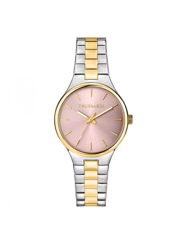 OROLOGIO DONNA T-ESSENZA IN ACCIAIO BICOLORE DORATO CON QUADRANTE ROSA TRUSSARDI