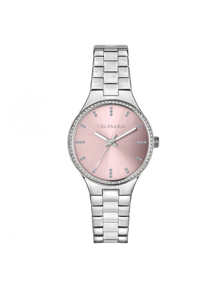 OROLOGIO DONNA T-ESSENZA CON QUADRANTE ROSA E CRISTALLI TRUSSARDI