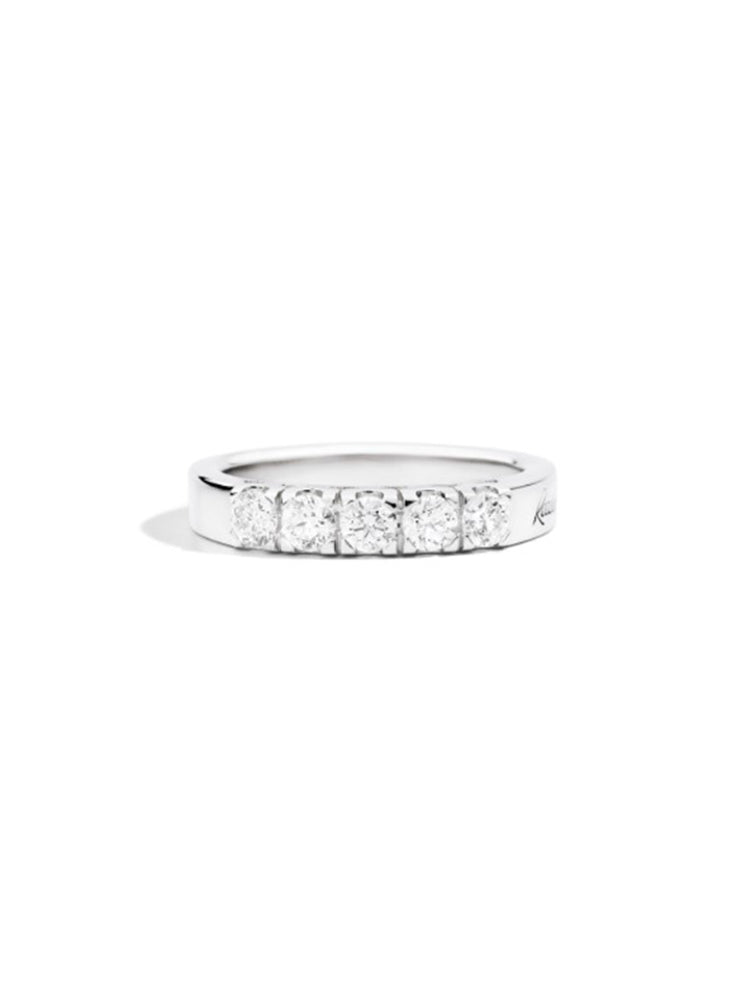 ANELLO DONNA VERETTA A 5 PIETRE MARIA TERESA IN ORO BIANCO E DIAMANTI RECARLO