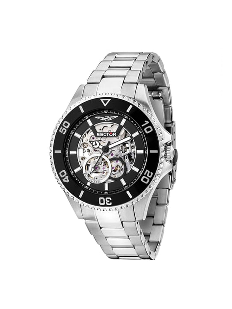 OROLOGIO UOMO AUTOMATICO IN ACCIAIO CON QUADRANTE NERO SECTOR