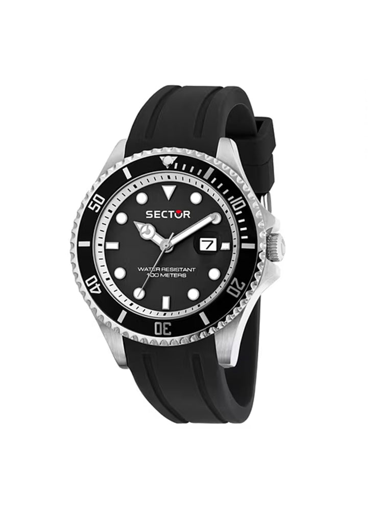 OROLOGIO UOMO SOLO TEMPO CON CINTURINO IN SILICONE NERO SECTOR