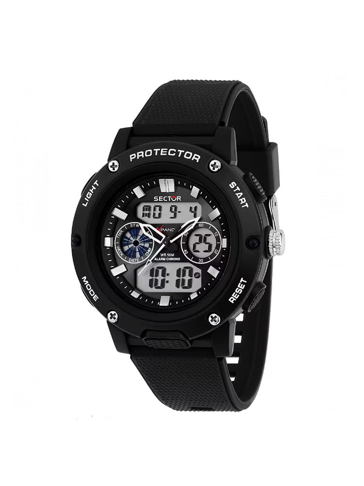 OROLOGIO UOMO EX-44 DIGITALE IN SILICONE NERO SECTOR