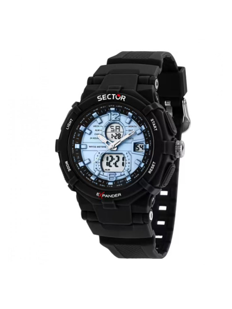 OROLOGIO UOMO EX-09 DIGITALE NERO CON QUADRANTE AZZURRO SECTOR