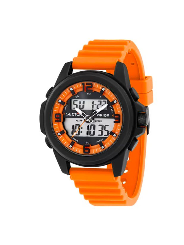 OROLOGIO UOMO DIGITALE CON CINTURINO IN SILICONE ARANCIONE EX-47 SECTOR