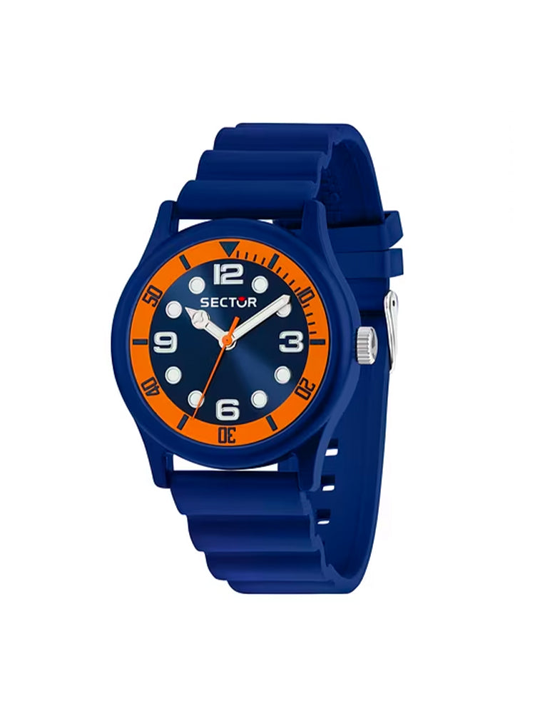 OROLOGIO UOMO SOLO TEMPO H2O  IN SILICONE BLU E ARANCIONE SECTOR