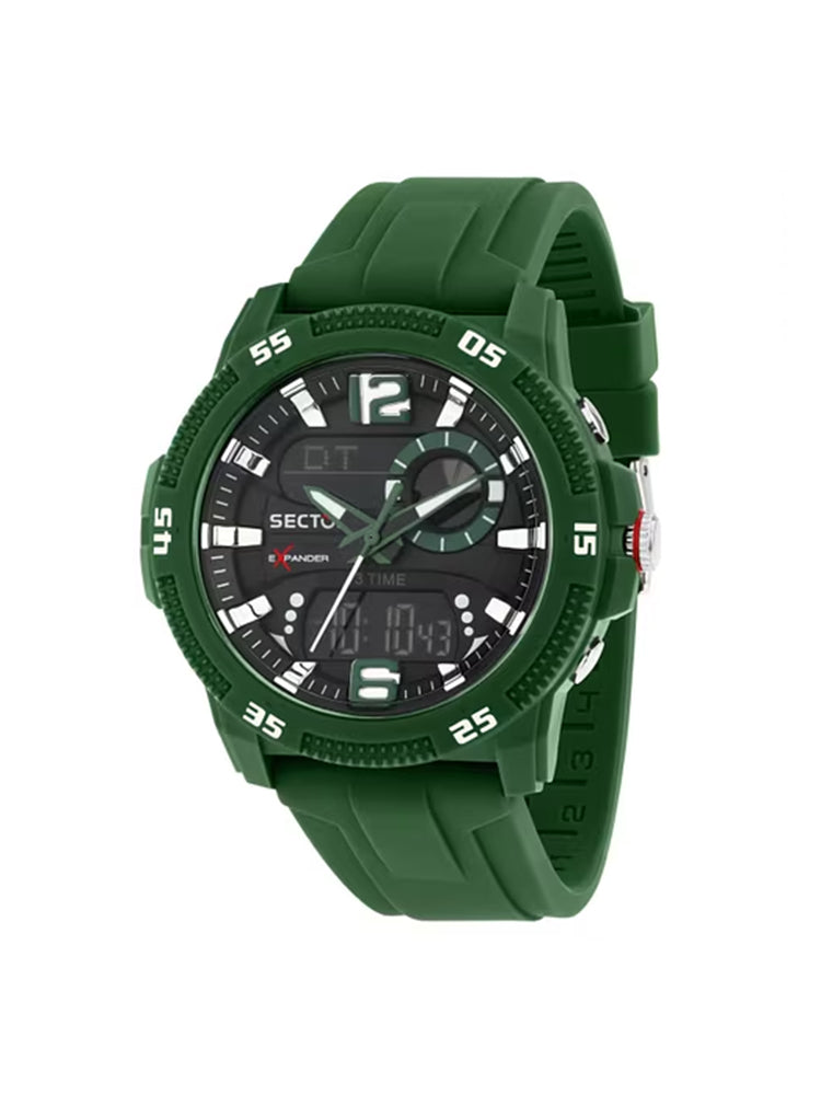 OROLOGIO UOMO DIGITALE E ANALOGICO EX-56 IN SILICONE VERDE SECTOR