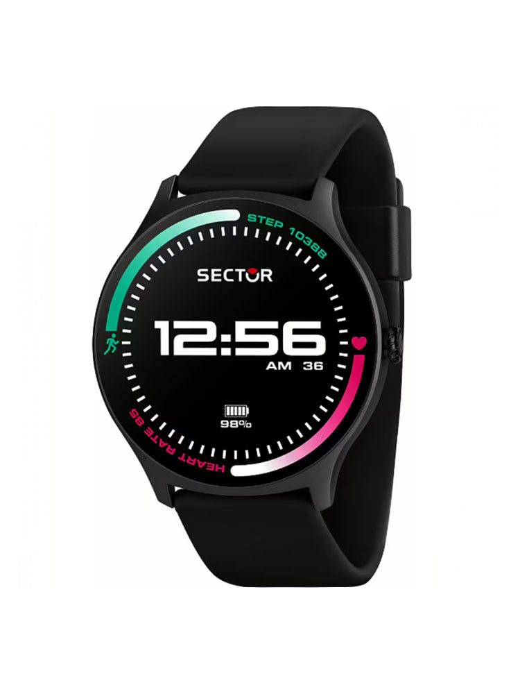 OROLOGIO UOMO SMARTWATCH S-06 CON CINTURINO IN SILICONE NERO SECTOR