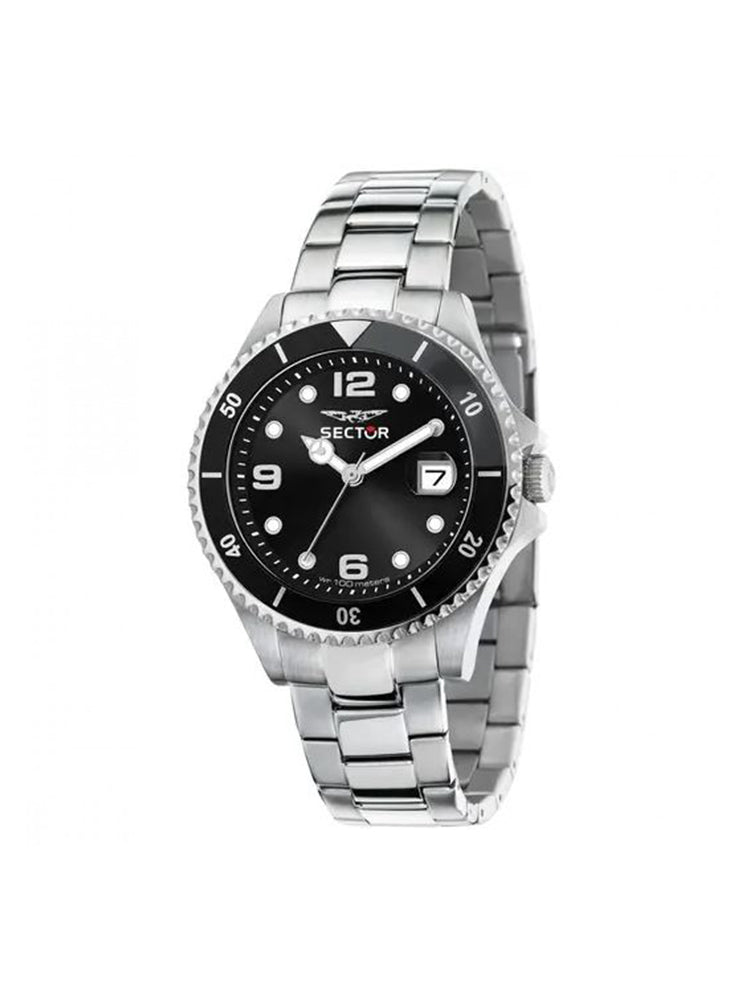OROLOGIO UOMO SOLO TEMPO IN ACCIAIO CON QUADRANTE NERO 230 SECTOR