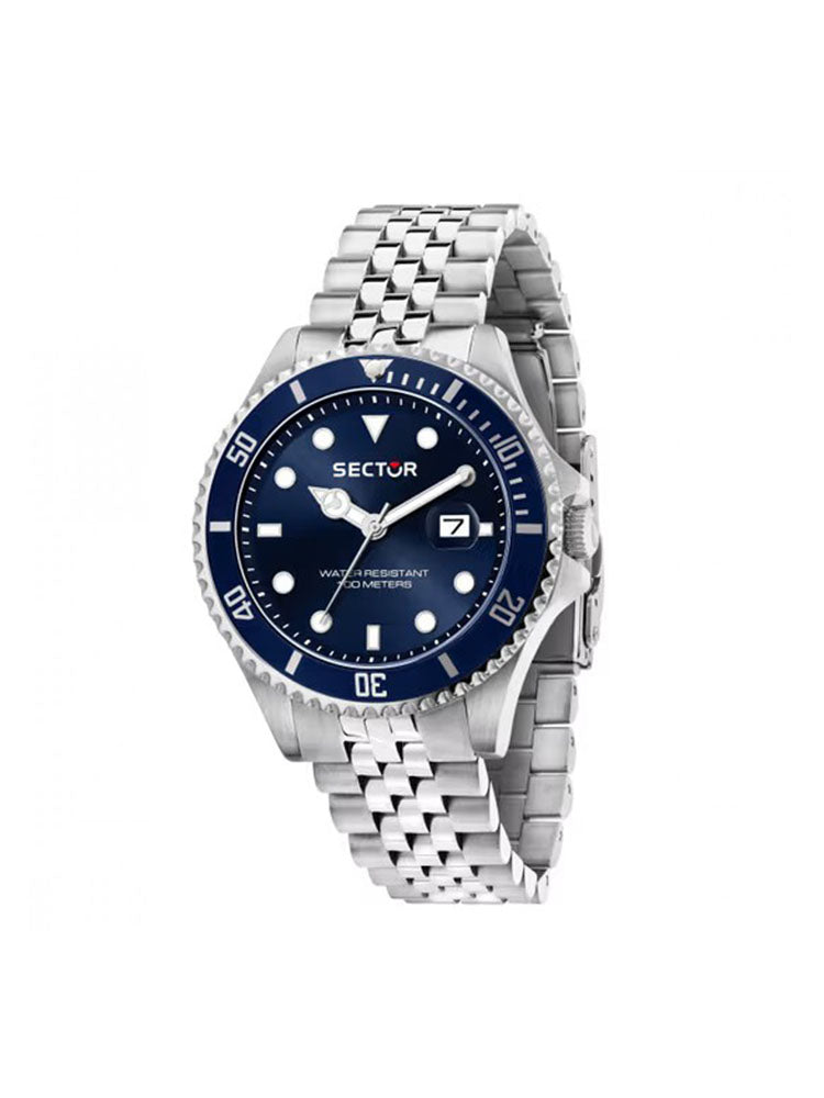 OROLOGIO UOMO SOLO TEMPO 230 CON DATARIO IN ACCIAIO CON QUADRANTE BLU SECTOR