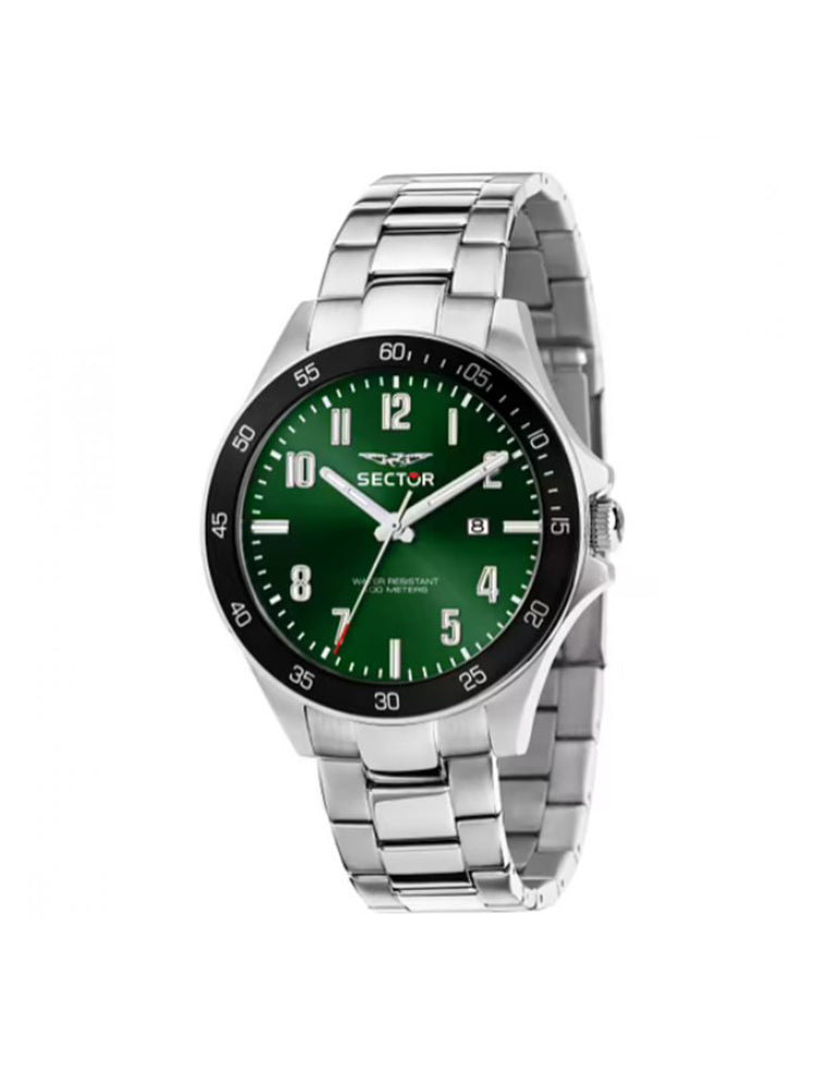 OROLOGIO UOMO SOLO TEMPO CON QUADRANTE VERDE E GHIERA NERA SECTOR