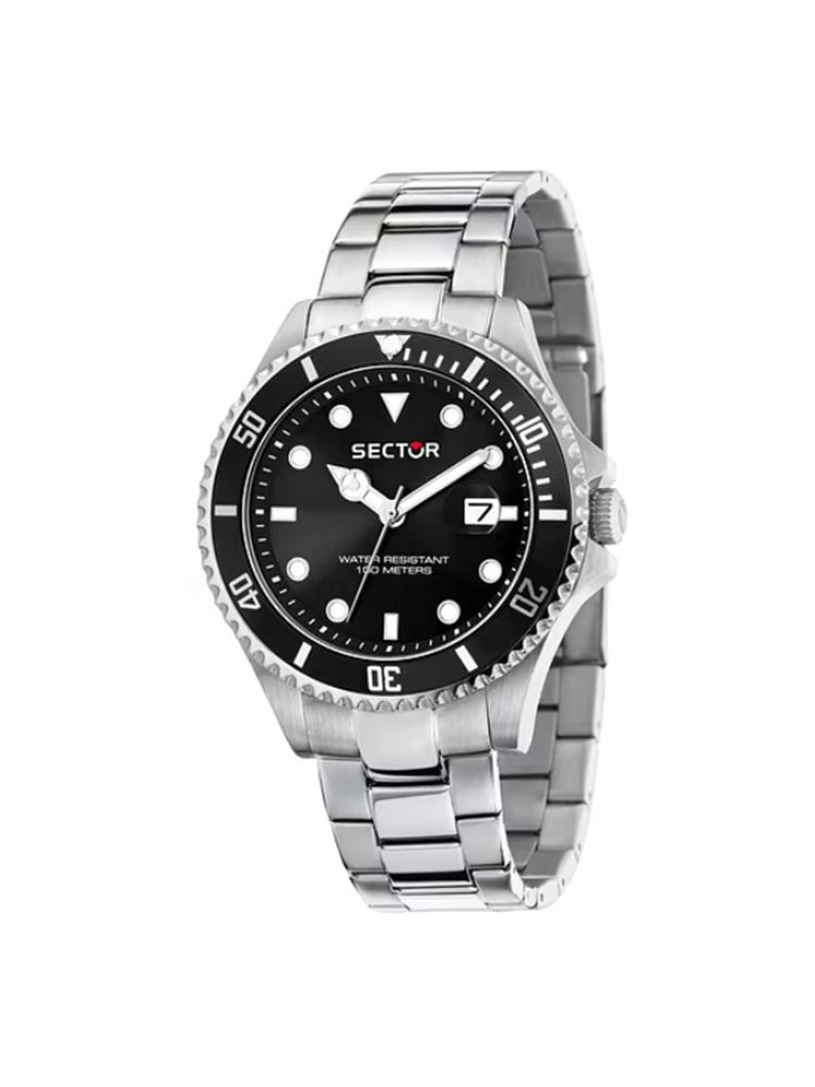 OROLOGIO UOMO SOLO TEMPO IN ACCIAIO CON GHIERA SMALTATA NERO SECTOR