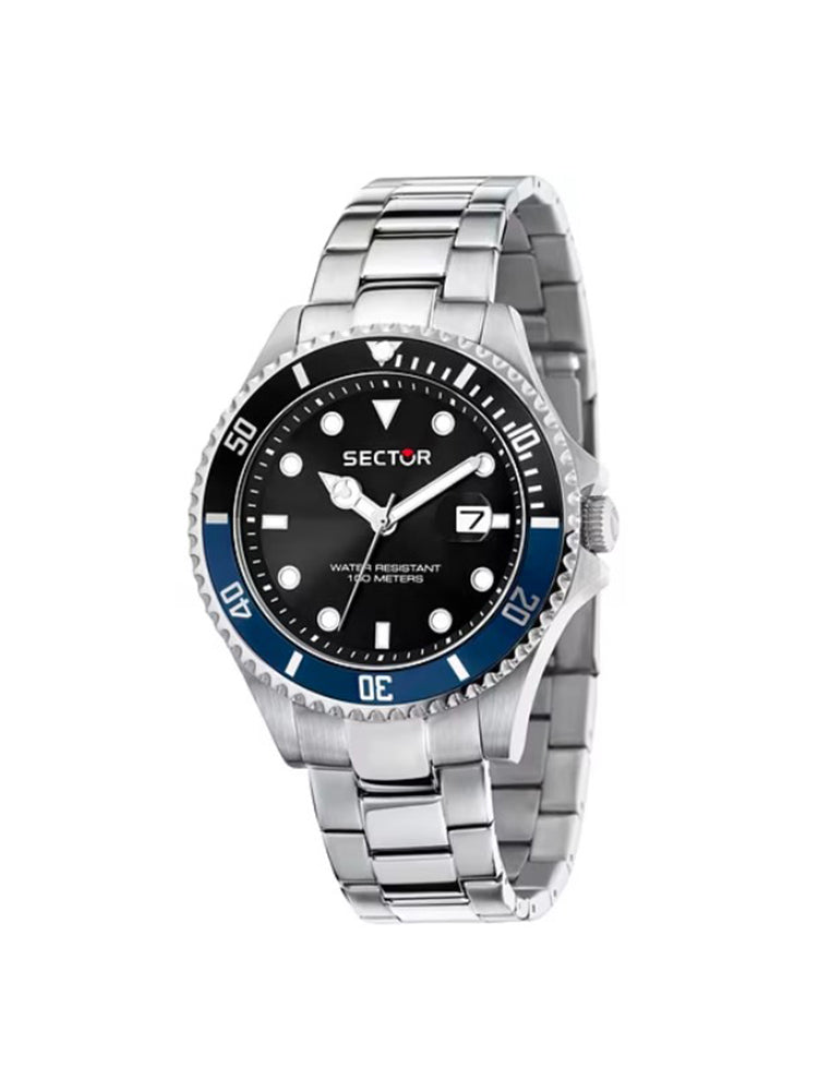 OROLOGIO UOMO SOLO TEMPO IN ACCIAIO CON GHIERA SMALTATA NERA E BLU SECTOR