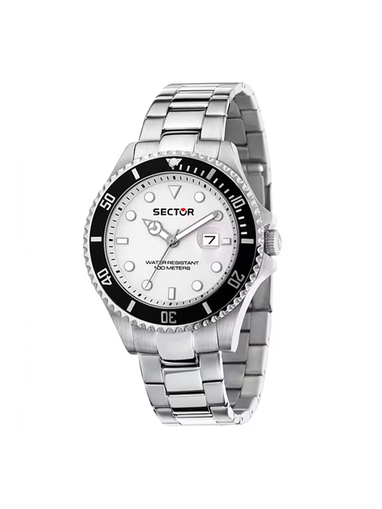 OROLOGIO UOMO SOLO TEMPO IN ACCIAIO CON QUADRANTE BIANCO SECTOR
