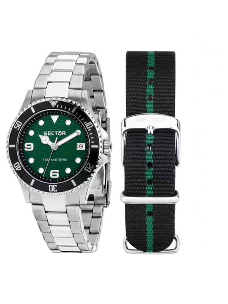 SET DONNA OROLOGIO SOLO TEMPO IN ACCIAIO + CINTURINO IN TESSUTO SECTOR