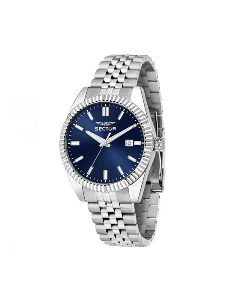 OROLOGIO UOMO SOLO TEMPO 240 IN ACCIAIO CON DATARIO E QUADRANTE BLU SECTOR
