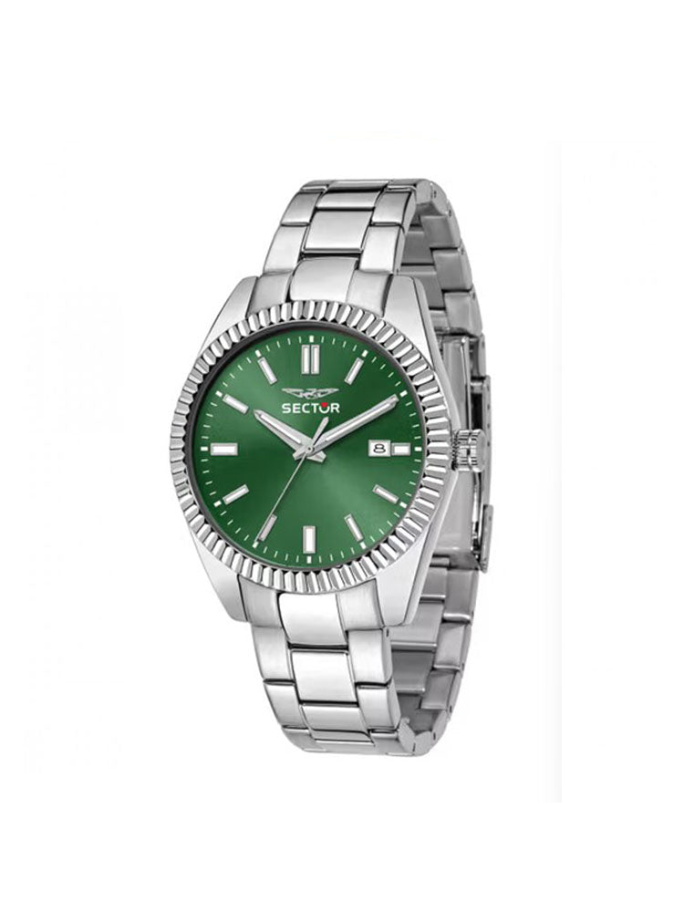 OROLOGIO UOMO SOLO TEMPO 240 IN ACCIAIO CON QUADRANTE VERDE SECTOR