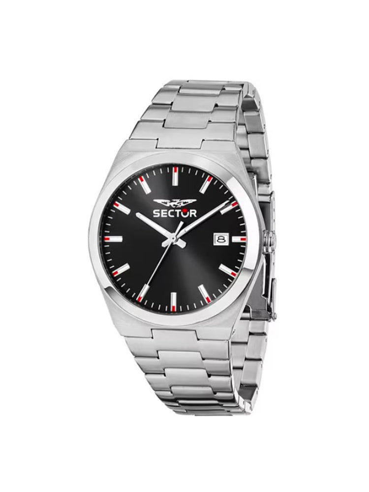 OROLOGIO UOMO SOLO TEMPO IN ACCIAIO E QUADRANTE NERO SECTOR