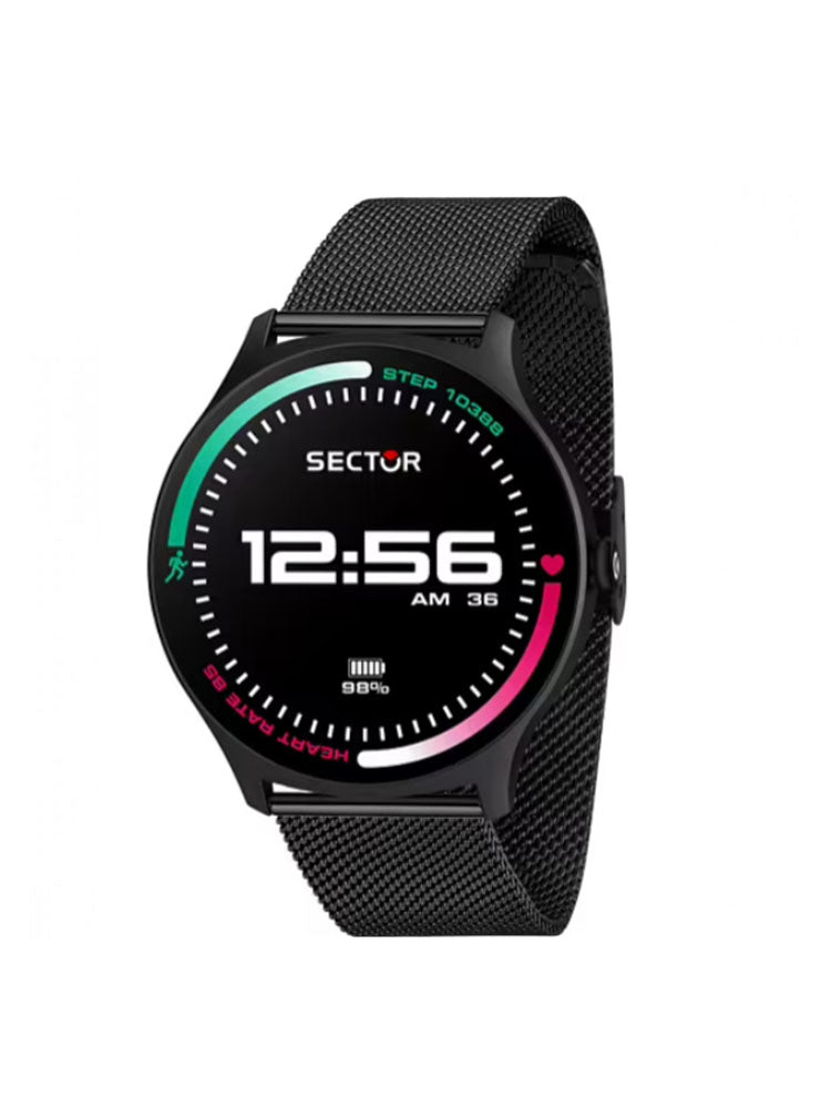 OROLOGIO UOMO SMARTWATCH S-06 CON CINTURINO IN MAGLIA MILANO NERO SECTOR