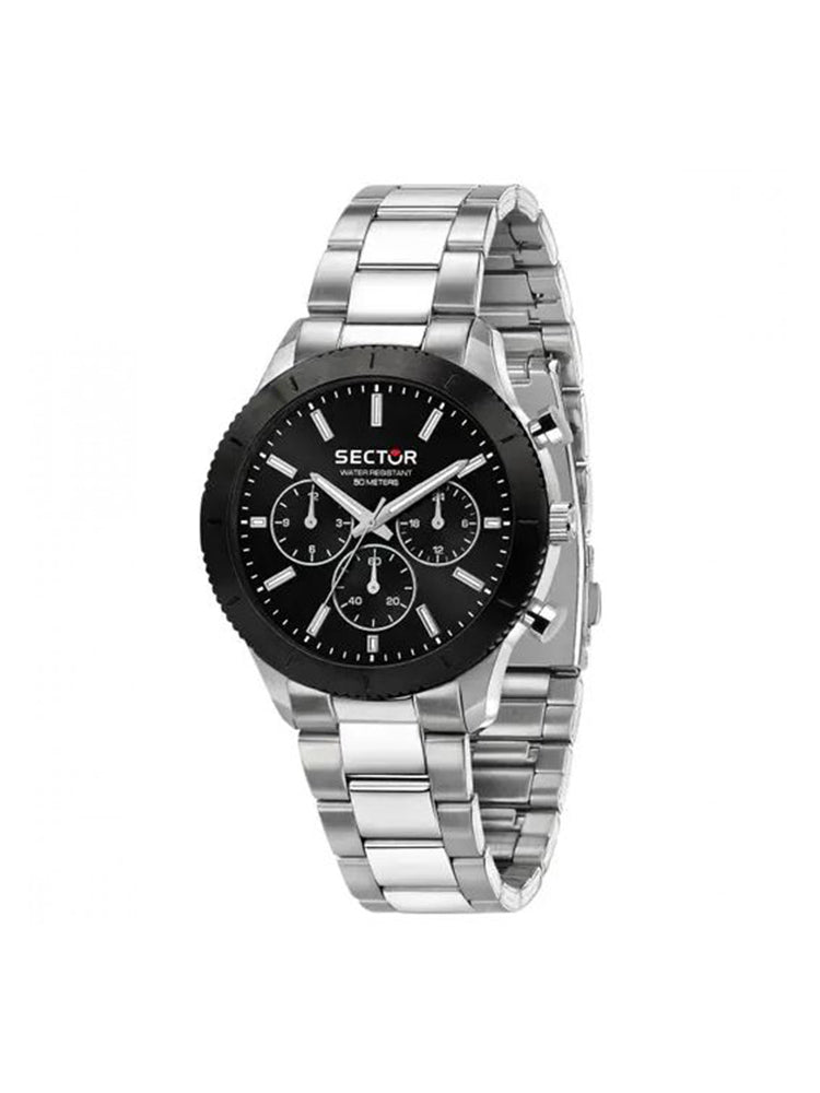 OROLOGIO UOMO MULTIFUNZIONE IN ACCIAIO CON QUADRANTE NERO 270 SECTOR