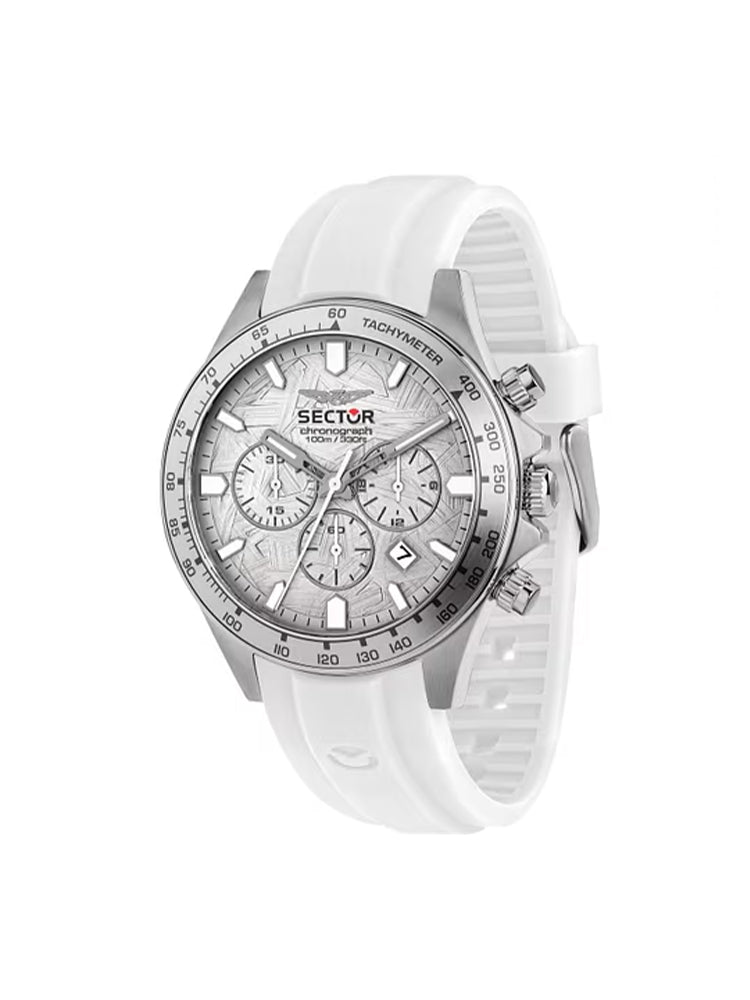 OROLOGIO UOMO CRONO 230 IN ACCIAIO CON CINTURINO IN SILICONE BIANCO SECTOR