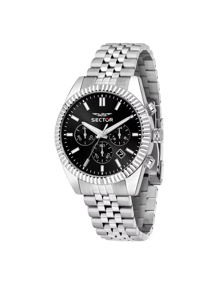 OROLOGIO UOMO CRONOGRAFO 240 IN ACCIAIO E QUADRANTE NERO SECTOR