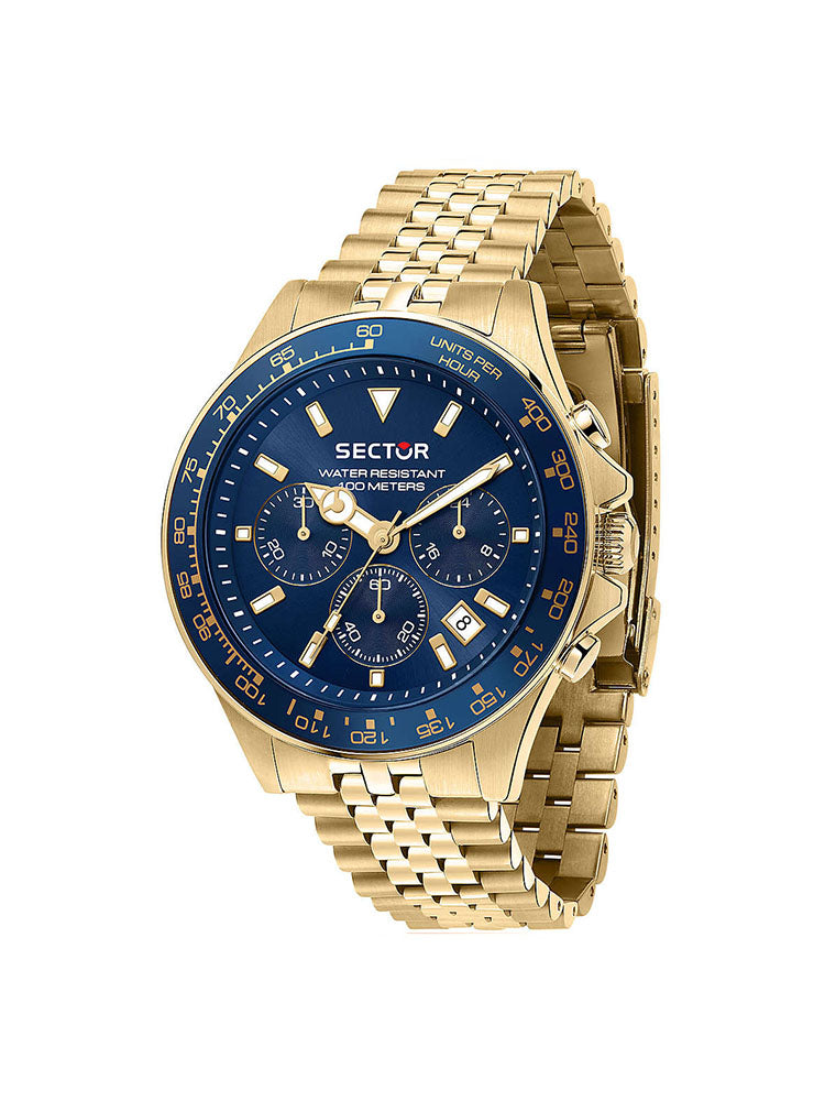 OROLOGIO UOMO 230 CRONOGRAFO IN ACCIAIO DORATO QUADRANTE BLU SECTOR