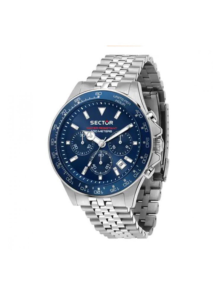 OROLOGIO UOMO CRONOGRAFO CINTURINO IN ACCIAIO E QUADRANTE BLU SECTOR