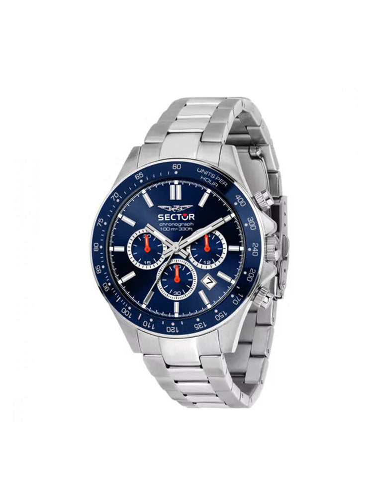 OROLOGIO UOMO CRONOGRAFO 230 IN ACCIAIO SILVER CON GHIERA BLU SECTOR