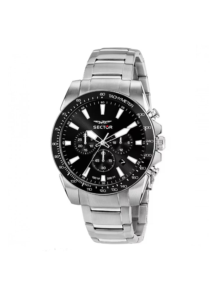 OROLOGIO UOMO 450 CRONOGRAFO IN ACCIAIO CON QUADRANTE NERO SECTOR