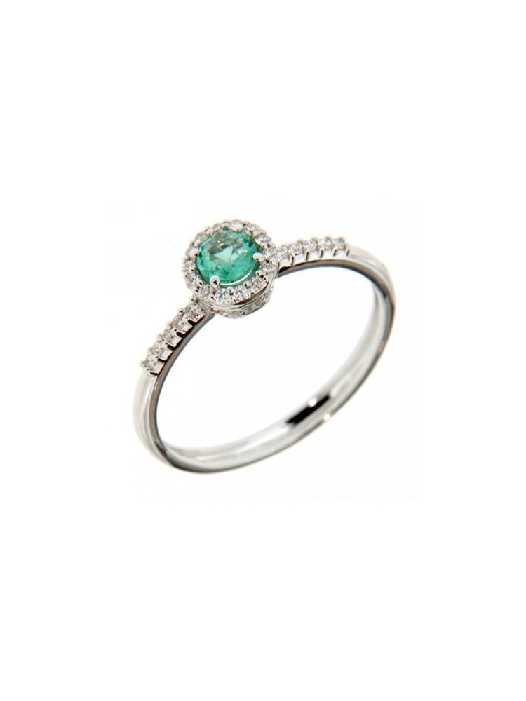 ANELLO DONNA PRIMULA CON DIAMANTI E SMERALDO RECARLO