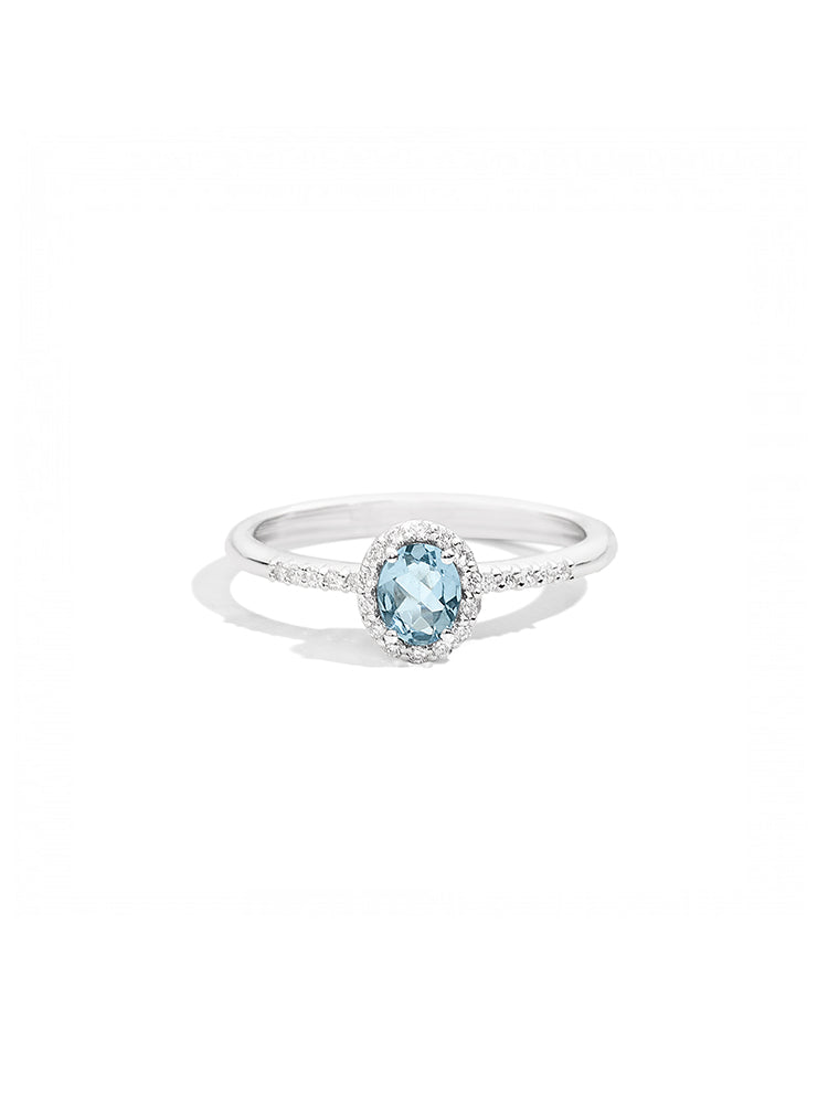 ANELLO DONNA IRIS CON ACQUA MARINA E DIMANTI RECARLO