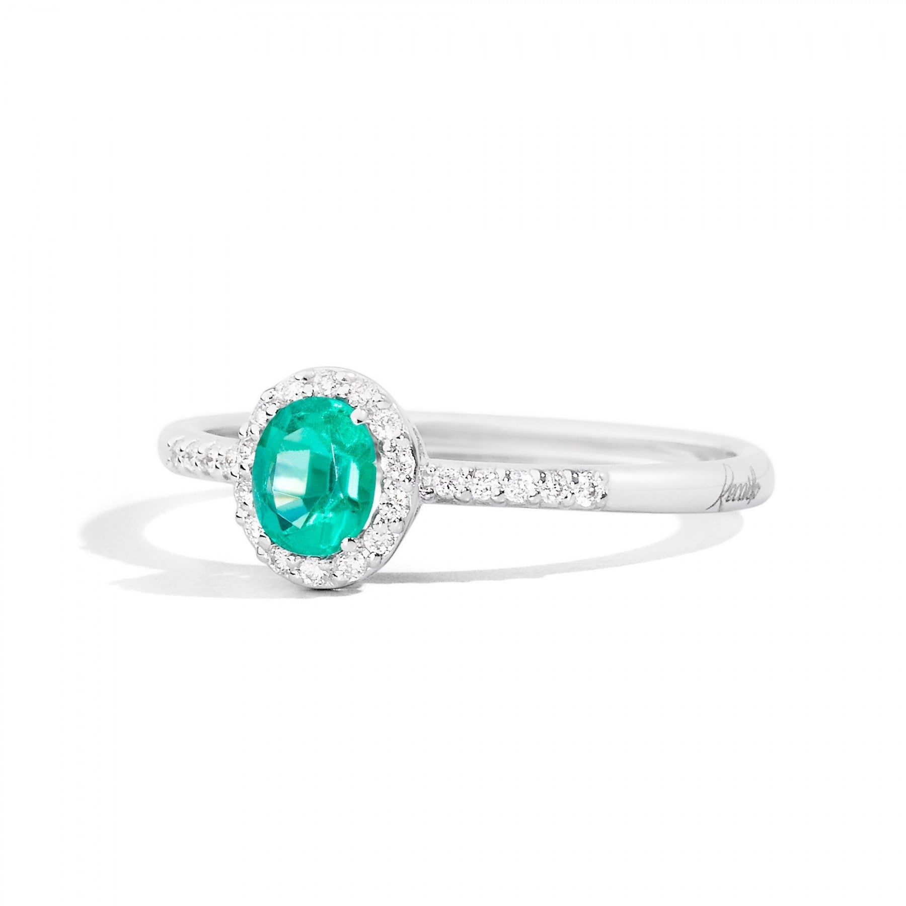 ANELLO DONNA IN ORO BIANCO, DIAMANTI E SMERALDI 0,31 CT RECARLO