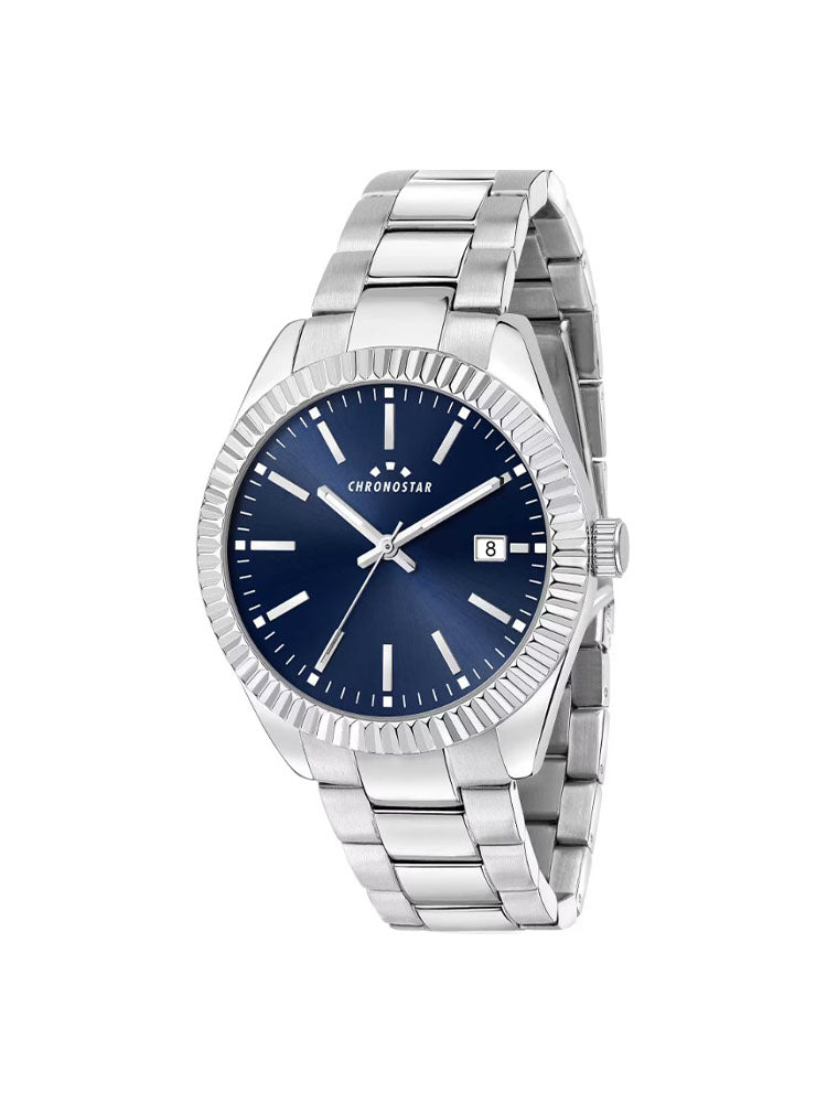 OROLOGIO UOMO SOLO TEMPO IN ACCIAIO DAILY CON QUADRANTE BLU CHRONOSTAR
