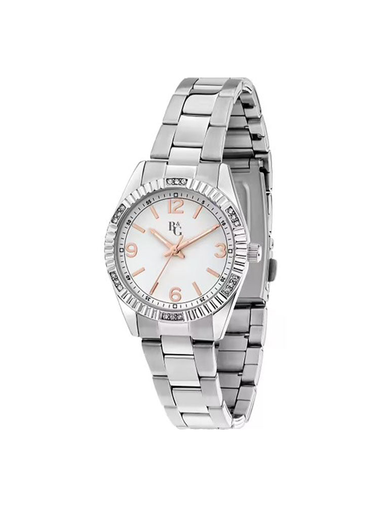 OROLOGIO DONNA SOLO TEMPO IN ACCIAIO SILVER QUADRANTE BIANCO COLLEZIONE LUXURY B&G