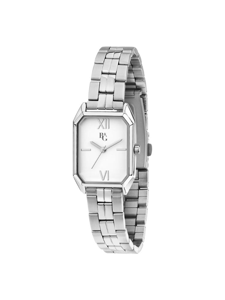 OROLOGIO DONNA SOLO TEMPO IN ACCIAIO SILVER QUADRANTE ARGENTATO OTTOGONALE COLLEZIONE GLAMOUR B&G