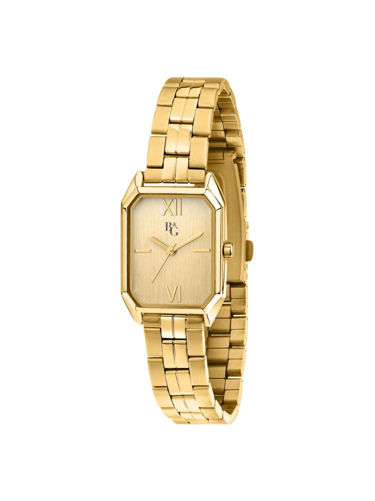 OROLOGIO DONNA SOLO TEMPO IN ACCIAIO GOLD QUADRANTE DORATO OTTOGONALE COLLEZIONE GLAMOUR B&G