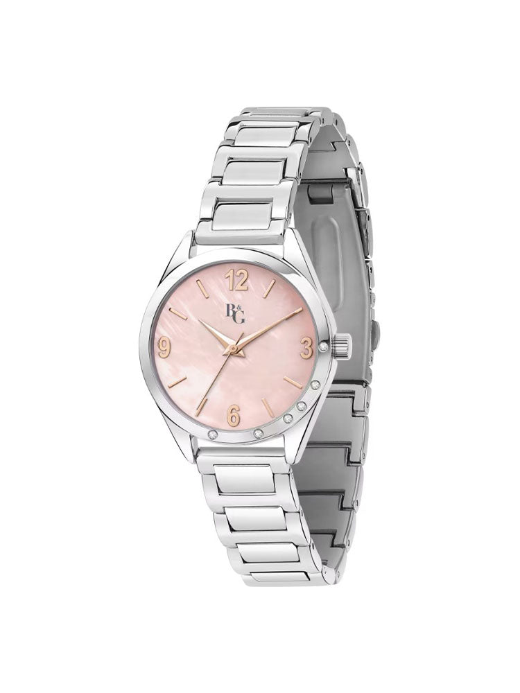 OROLOGIO DONNA SOLO TEMPO IN ACCIAIO SILVER QUADRANTE ROSA COLLEZIONE MAGIC B&G