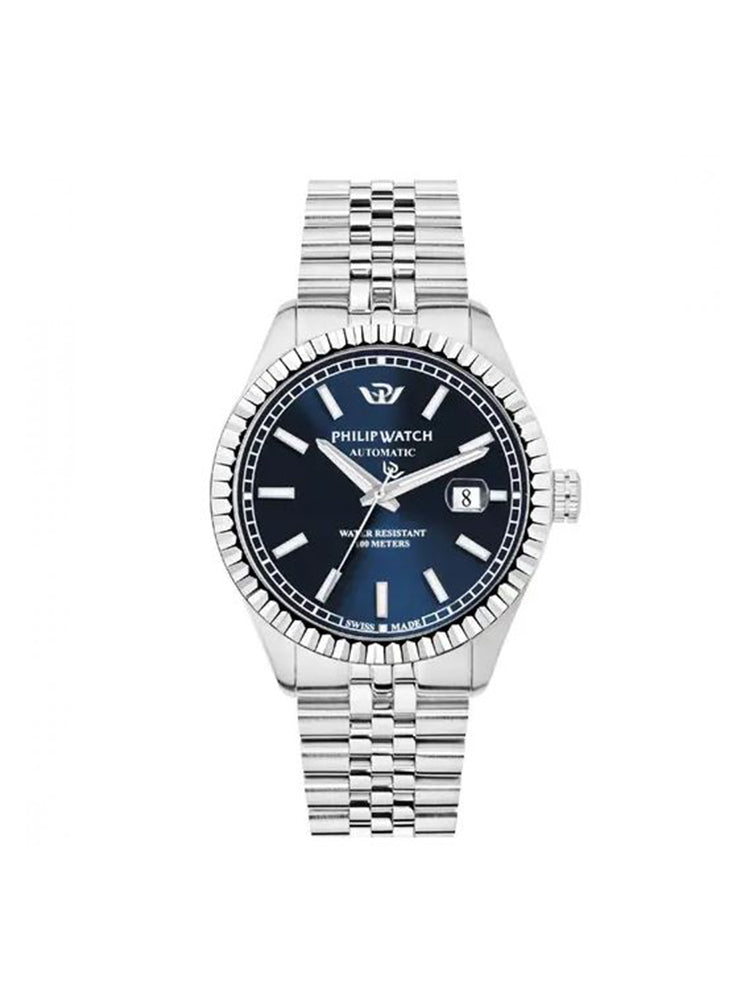 OROLOGIO UOMO AUTOMATICO CARIBE ARGENTO CON QUADRANTE BLU PHILIP WATCH