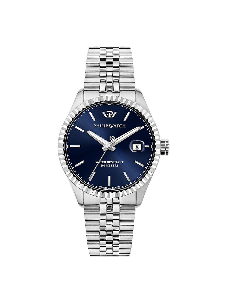 OROLOGIO UOMO CARIBE SOLO TEMPO IN ACCIAIO SILVER E QUADRANTE BLU PHILIP WATCH