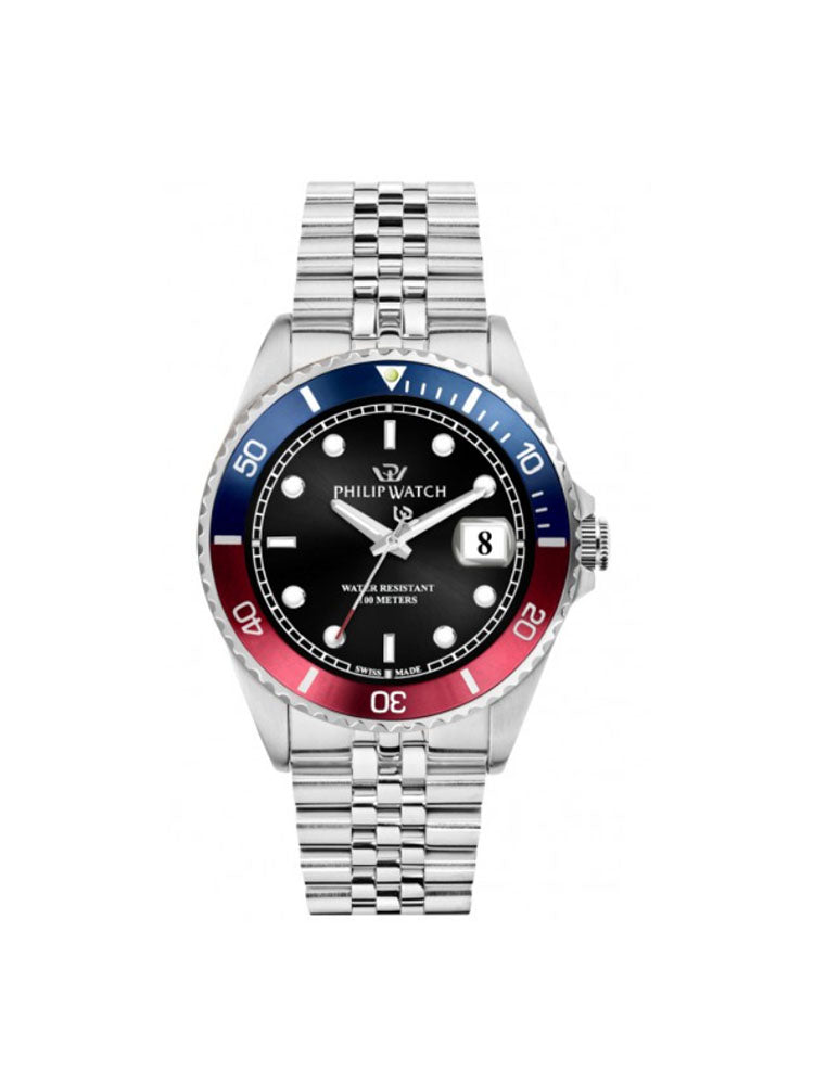 OROLOGIO UOMO CARIBE SPORT IN ACCIAIO CON GHIERA BLU E ROSSA PHILIP WATCH