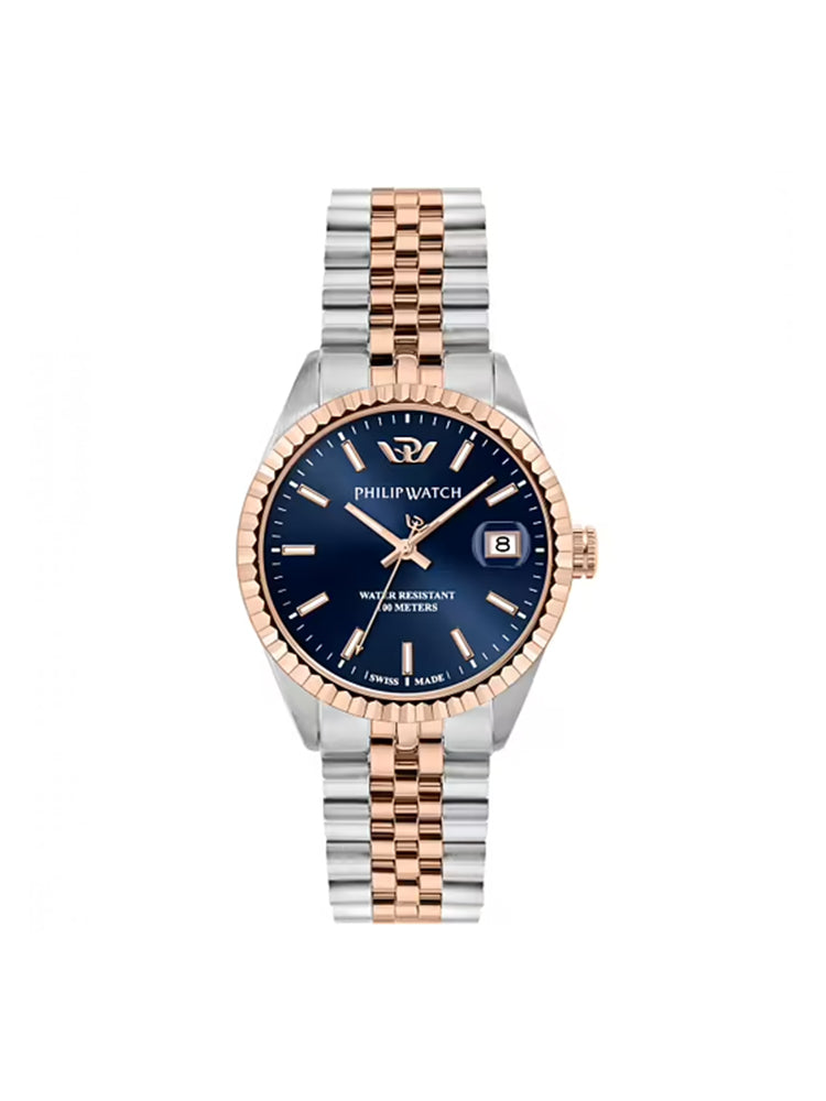 OROLOGIO UOMO CARIBE ACCIAIO E ROSATO CON QUADRANTE BLU E MAGLIA JUBILEE PHILIP WATCH