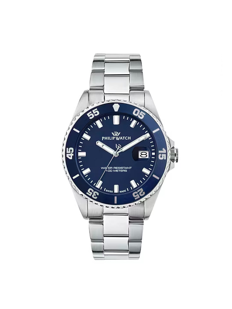 OROLOGIO UOMO CARIBE SOLO TEMPO CON GHIERA E QUADRANTE BLU PHILIP WATCH